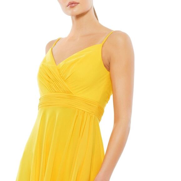 NWT Mac Duggal dress #70191 Asymmetrical Skirt Chiffon Dress in Marigold. Size 0 - Picture 5 of 14
